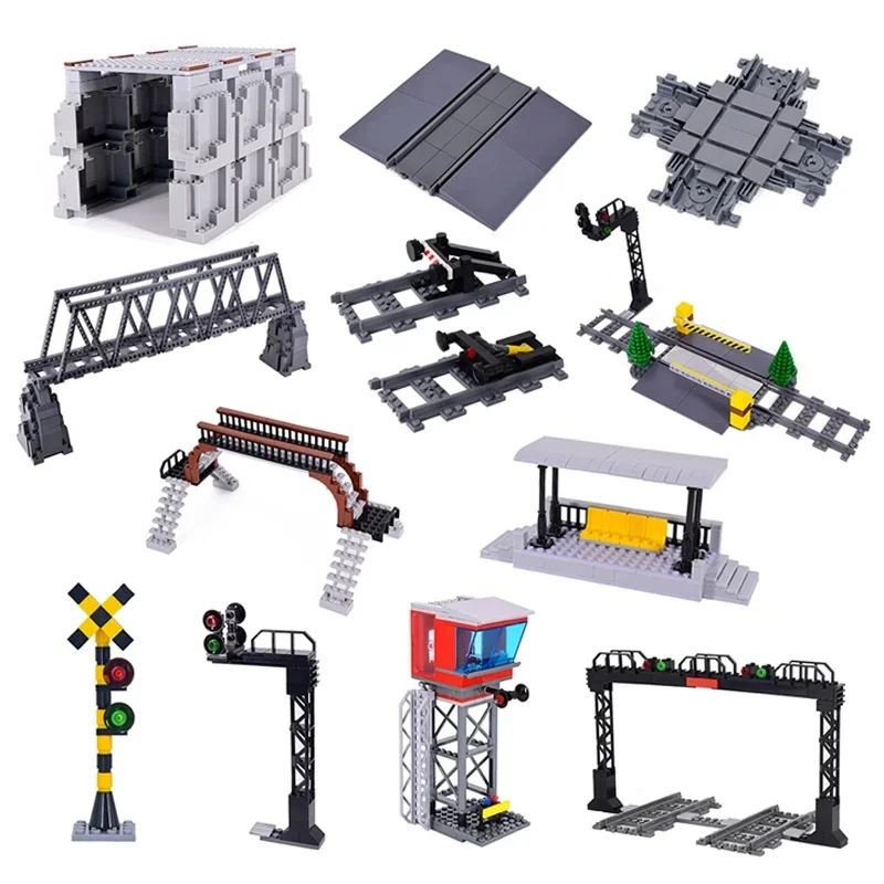 Stadstreinen Flexibele rails Gevorkte rechte gebogen zachte rails Spoorschakelaar Bouwsteenbakstenen Kinderen DIY Technisch creatief speelgoed - afbeelding 2