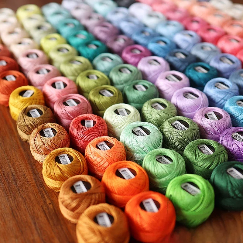 Rhapsody-Größe # 8-teiliges Set aus Baumwolle, Häkelgarn, Stickerei, Bastelnadel, Kreuzstich, ägyptische Baumwolle, merzerisiert, 12 Bälle