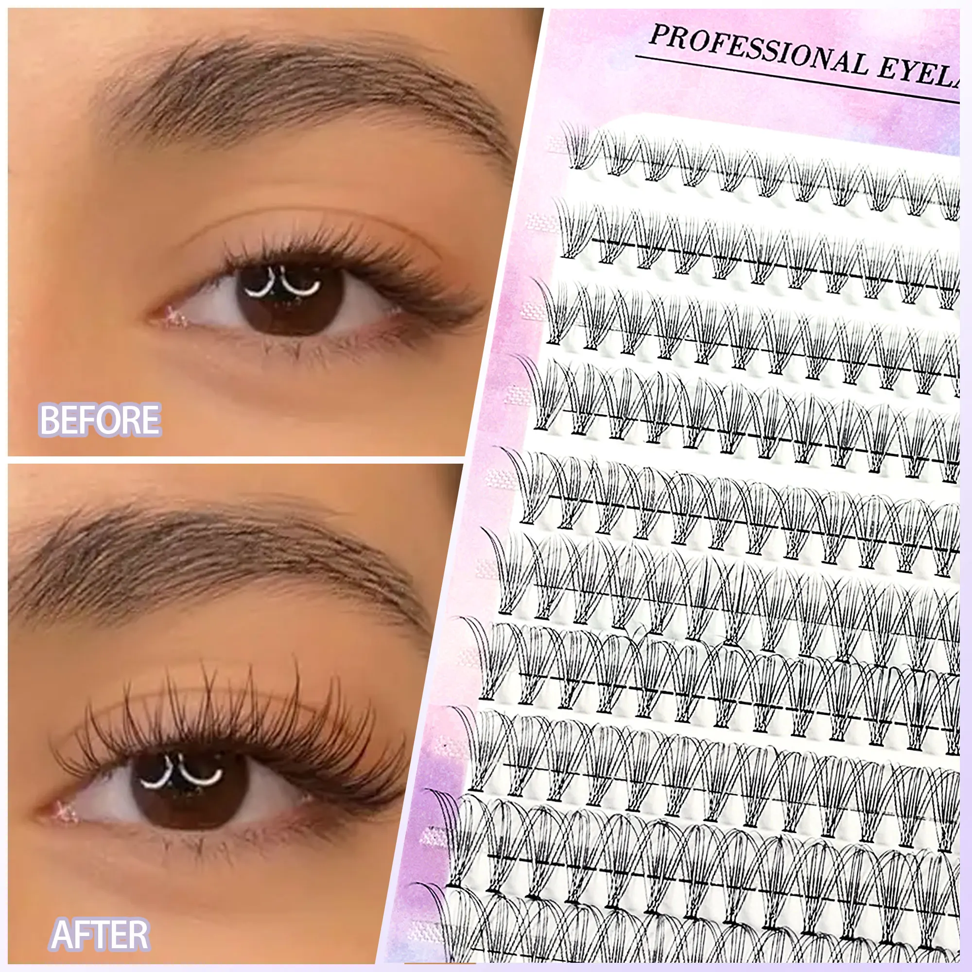 200 Cluster dünner DIY-Wimpern - C/D-Curl, 8-16mm Einzelwimpern, flauschig und natürlich, geeignet für Anfänger – Detail 2