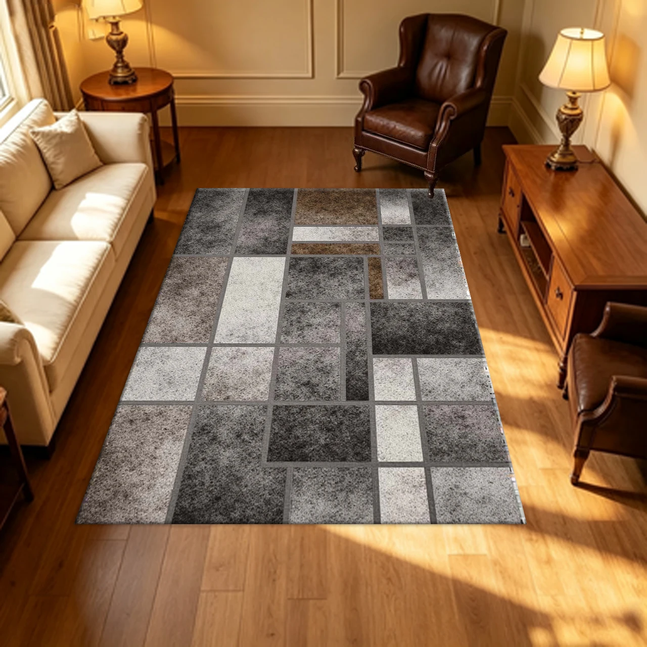 Vintage Brick Mosaic Texture Carpet Flooring Retro Household Living Hall Decor Area Rug Indoor Home Floor Mat