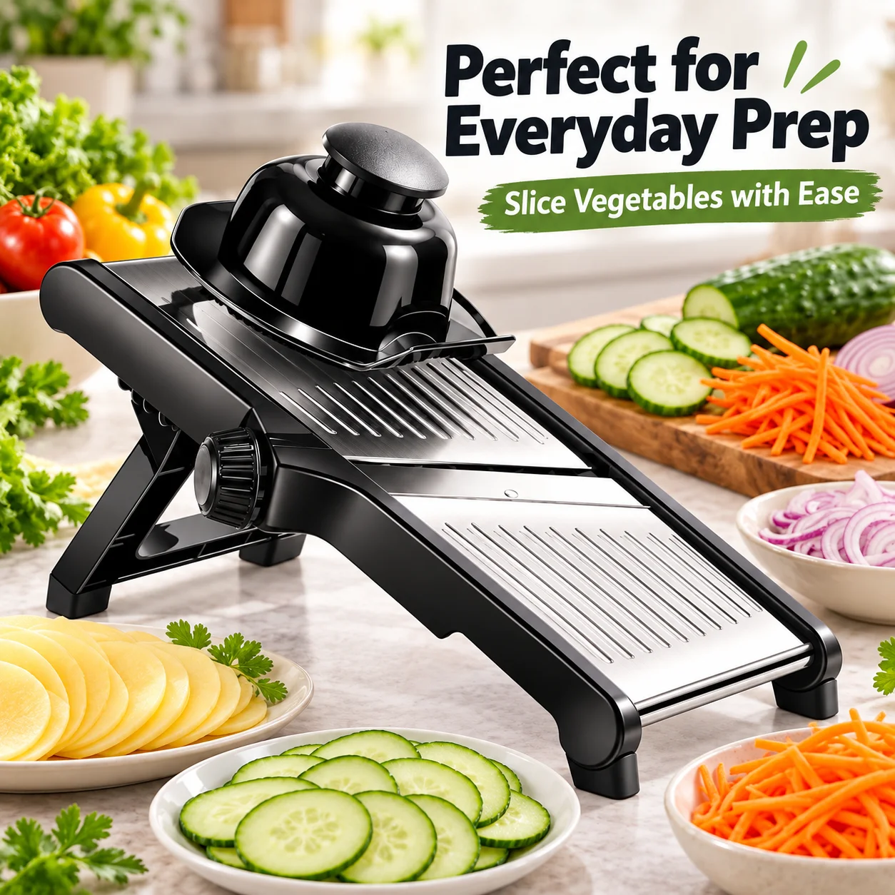 Multi-Function Stainless Steel Mandoline Slicer with Hand Guard for Vegetable Prep Kitchen Premium Best Choice 2026