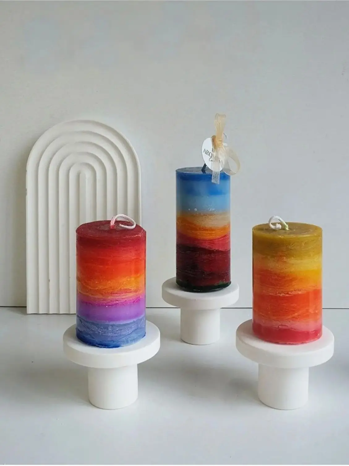 Sunset Pattern Special Design Candle Set Soy Candles Home Decoration Gift Products 10Cm 8Cm 8Cm 3 Pieces flower Scented Cylinder