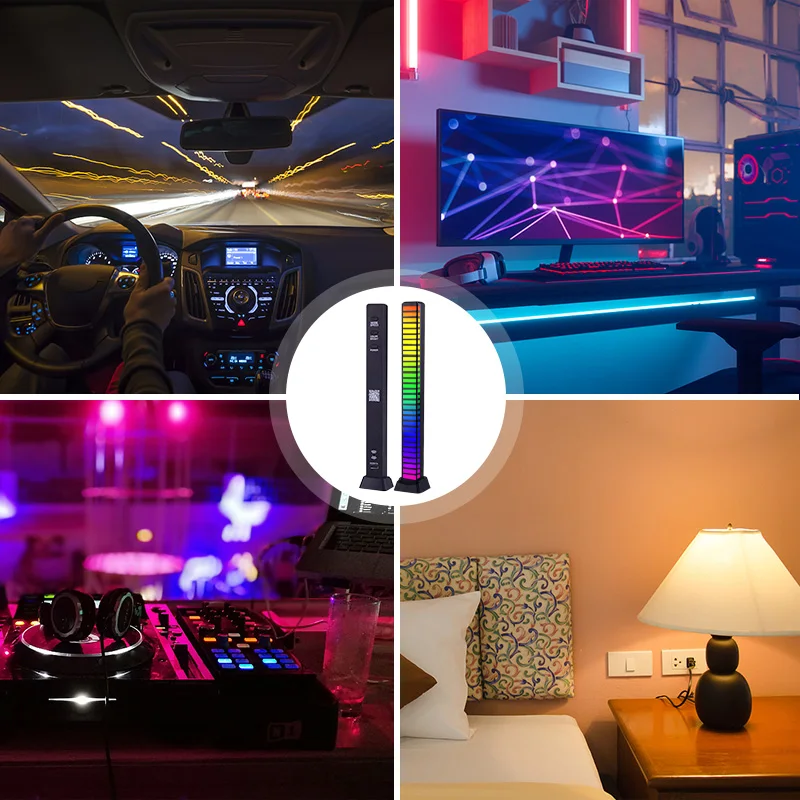 RGB LED Strip Light Music Sound Control Pickup Rhythm Ambient Lamp Atmosphere Night Lights For Bar Car Room TV Gaming Decoration