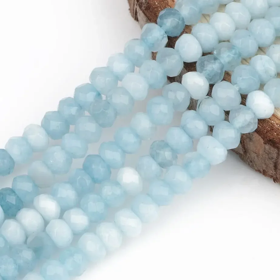 3x5mm Natürliche Faceted Aquamarin Rondelle Perlen Tiny Runde Lose Spacer Perlen für Schmuck Machen