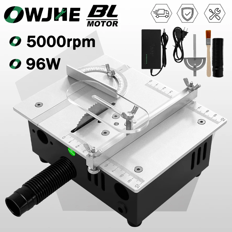 OWJHE Mini Sega da Tavolo Fai da Te 96W 5000RPM Macchina da Taglio Compatta di Precisione per Legno PCB Plastica Alluminio Spina UE