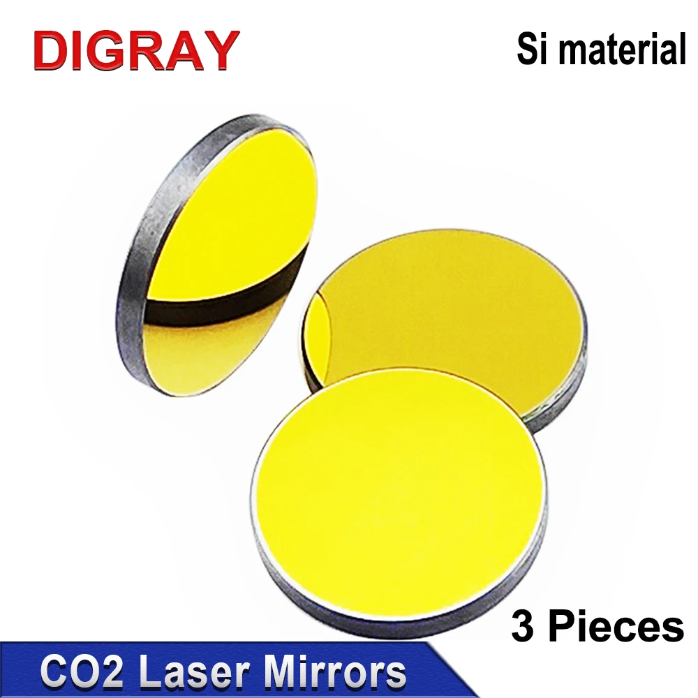 DIGRAY Co2 Laser Si Reflective Mirrors for Laser Engraver Gold-Plated Silicon Reflector Lenses Dia. 20mm 25mm 30mm