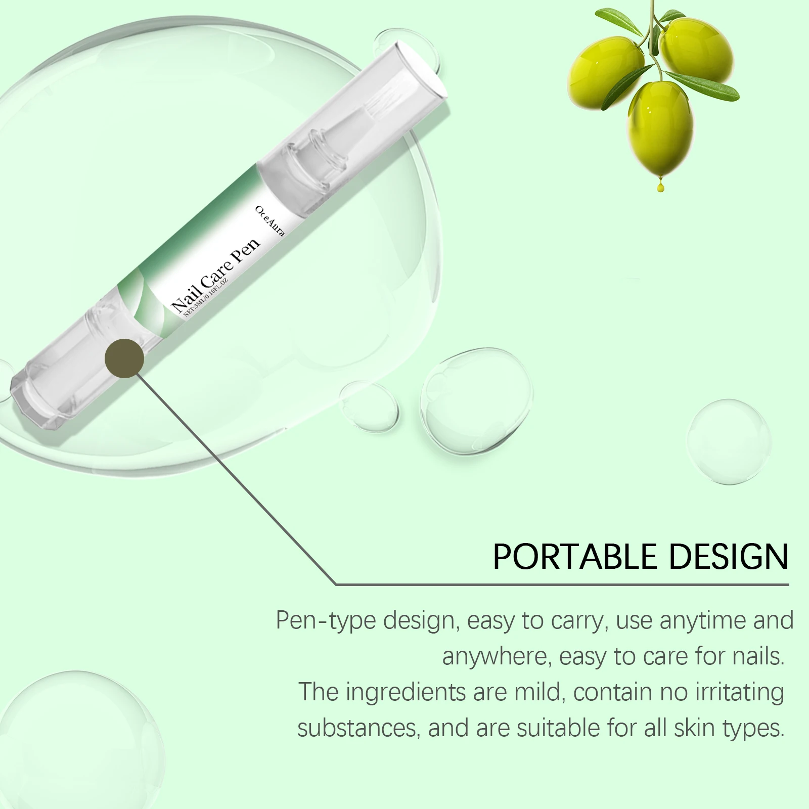 Stylo de soin des ongles naturel, prévient les fissures, hydratant, nourrissant en profondeur, soulagement de l'inconfort, renforcement de la Structure des ongles, stylo à huile