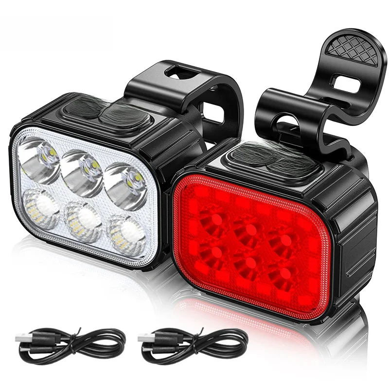 AliExpress CYCLAMI Bicycle Safety Warning Headlight&Taillight USB Charge Front Rear Flashlights Lamps Waterproof Night