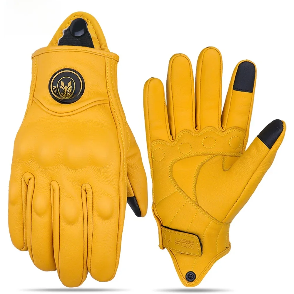 AliExpress ALPINES FOX Vintage Motorcycle Gloves Genuine Leather Moto Guantes Touch Screen Motorbike Windproof Cycling Racing Luvas Men Women Goatskin