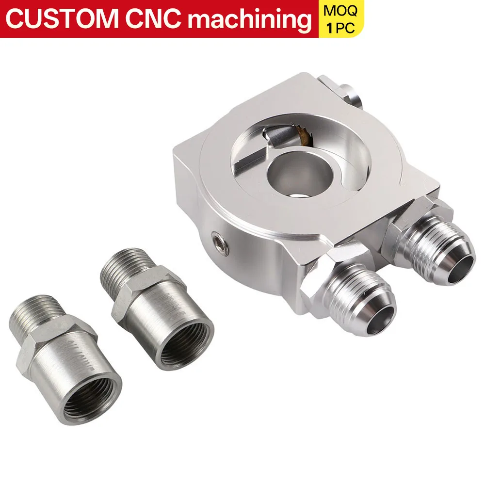 Custom cnc machining aluminum turbochargers thermostats oil level sensor adapters intercooler sandwich plates and filter adapter