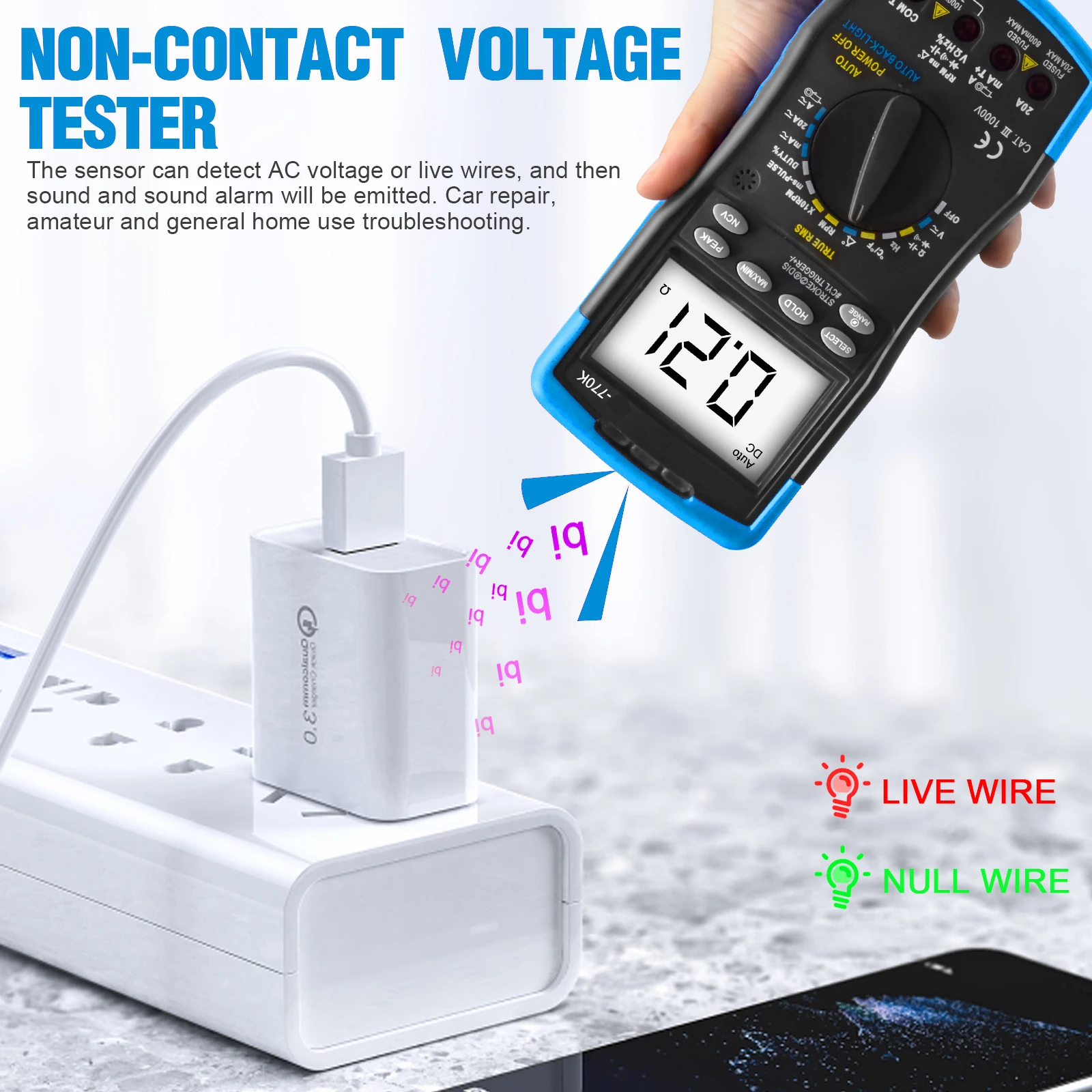 HoldPeak HP-770K Digital Automotive Multimeter car Engine Analyzer Hanhold Tester Diode/HFE/NCV/Continuity Buzzer Measuring Tool