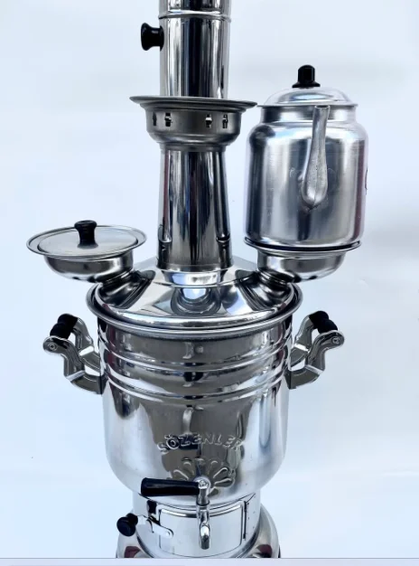 Stainless Lux Teapot Gift Seamless Pipe Samovar With 2 teapot gift. Piece 6 Lt 0.60mm Hair Thickness