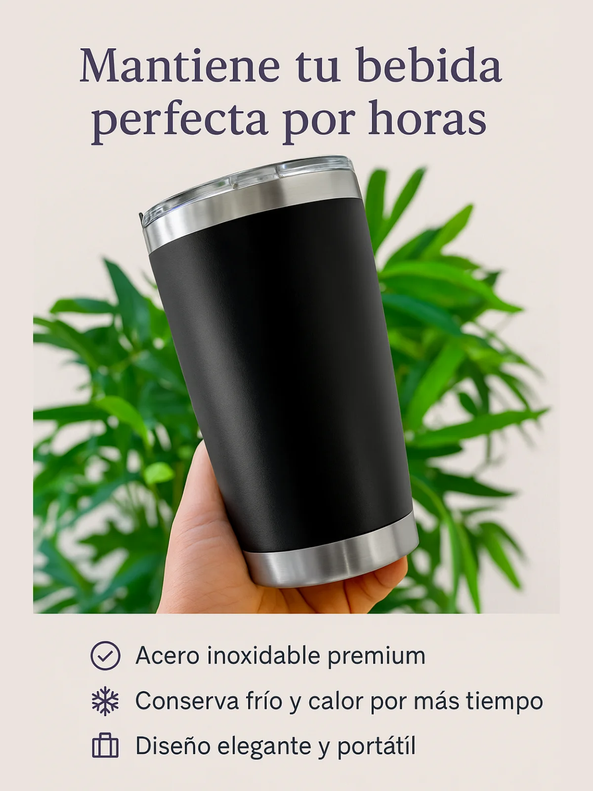 Vaso Térmico De Acero Inoxidable, KTA-80, Vaso con tapa, Termo portátil, Termo para café, Bebidas, Champán, Cócteles, Termo aislante