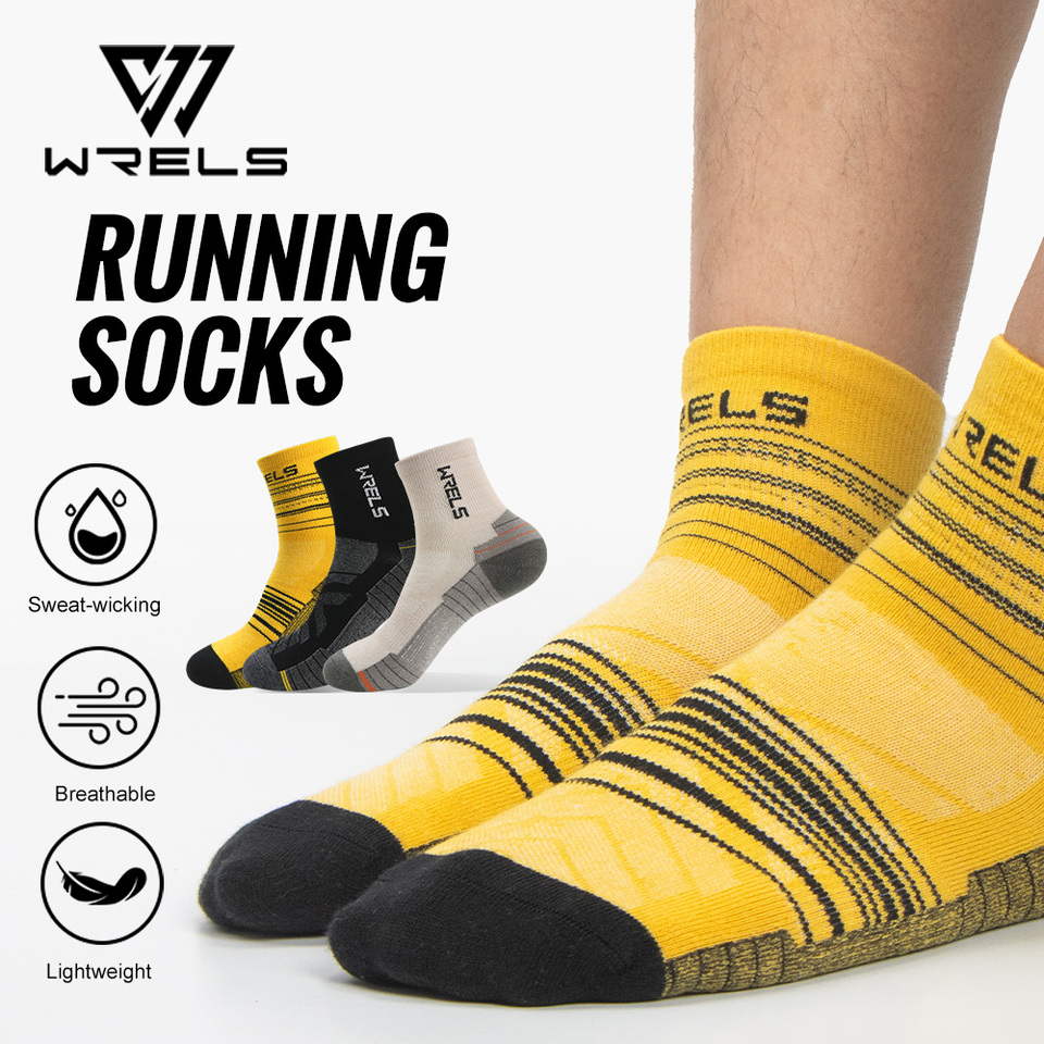  WRELS 1/3Pairs Merino Wool Running Socks Compression Support Thick Cushion Wool Socks For Running Hiking Moisture Wicking Socks 