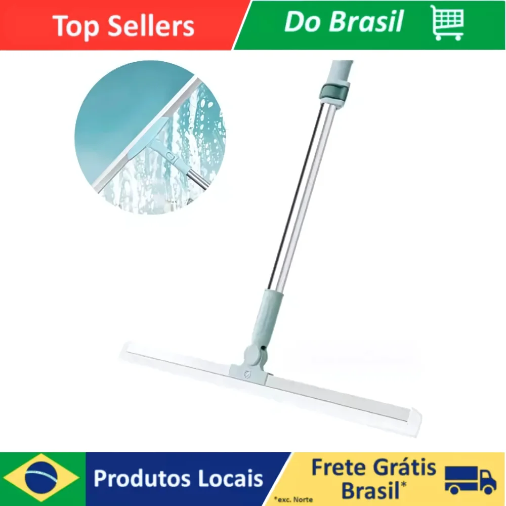 Vassoura Mágica Multiuso com Rodo de Silicone - Limpa Vidros e Superficies
