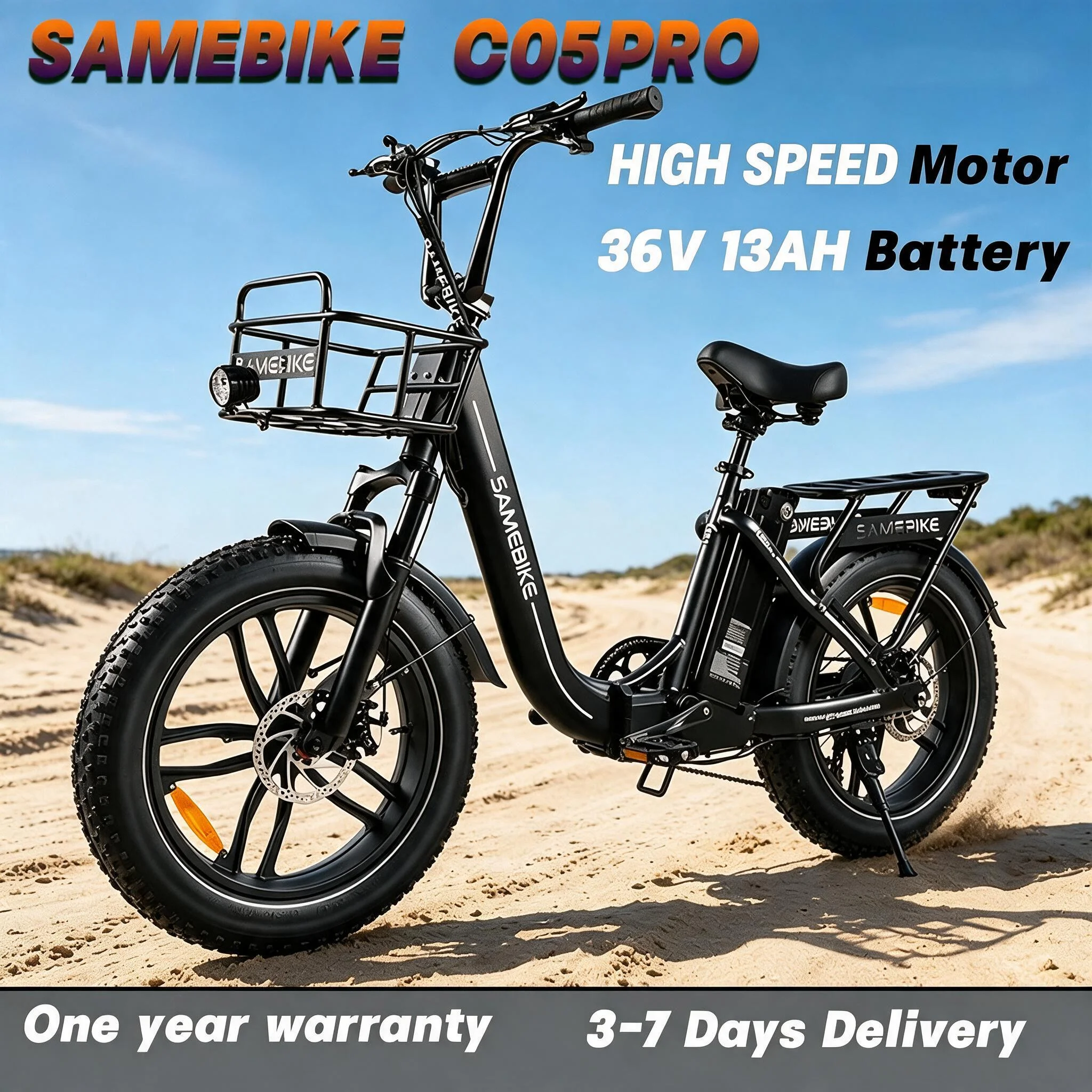 Image of SAMEBIKE C05 Pro Faltbares Elektrofahrrad E-Bike 36V13Ah herausnehmbarer Akku 20”x4.0” Offroad-Fat-Reifen 7 Gänge Magnesiumlegierungs-Felge LCD-Display Elektrofahrrad