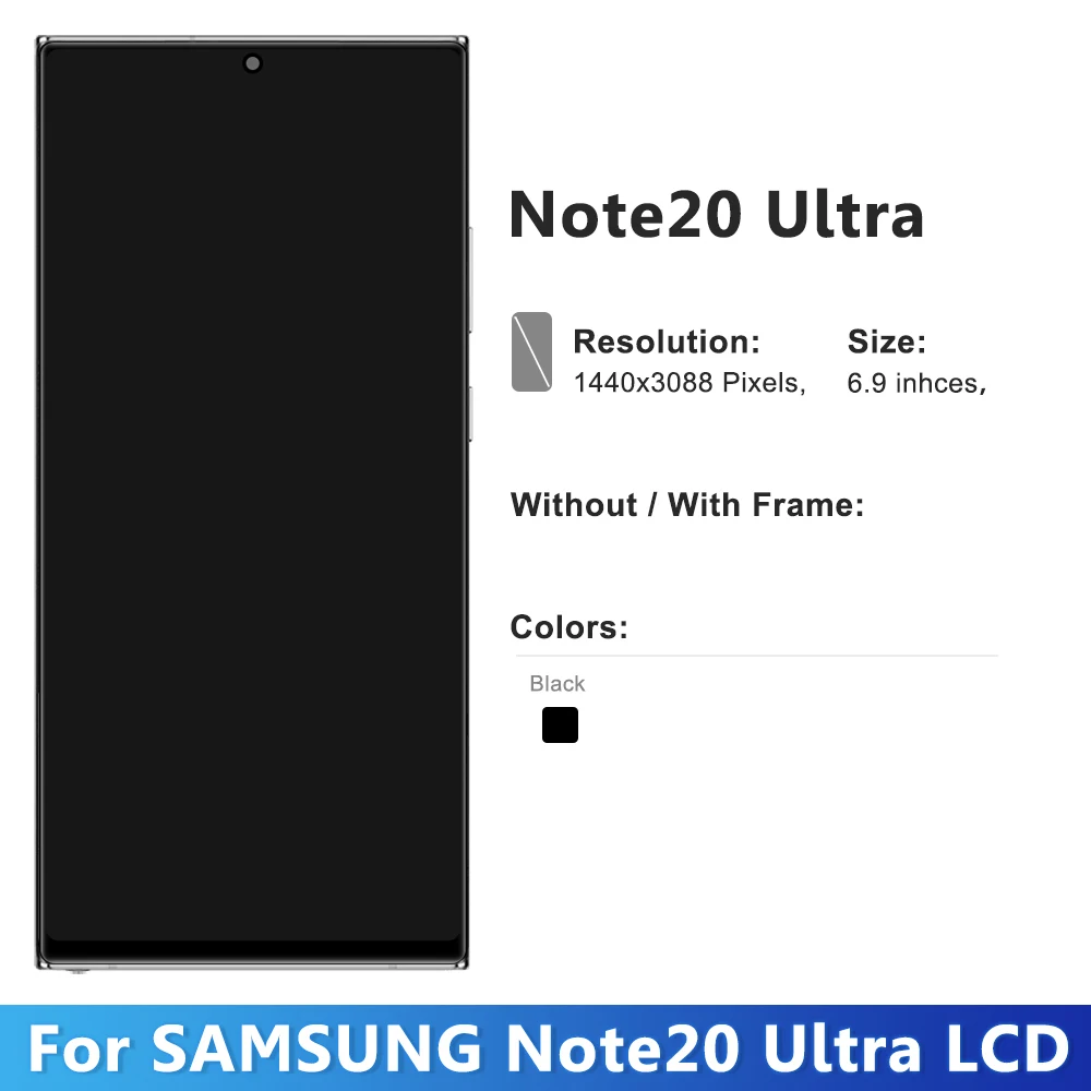 Pantalla táctil LCD para Samsung Galaxy note 20 ultra, montaje de digitalizador, 100% probada, con Marco, 5G, N986B, N985