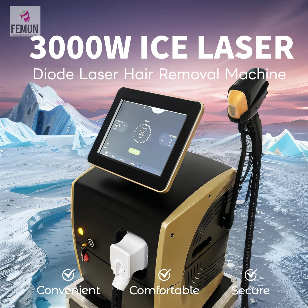 3000w Best Depiladora Nose hair Laser  Ice Platinum Cooling System Skin Care 808nm Diode Laser Hair Removal Machine 3-Wave