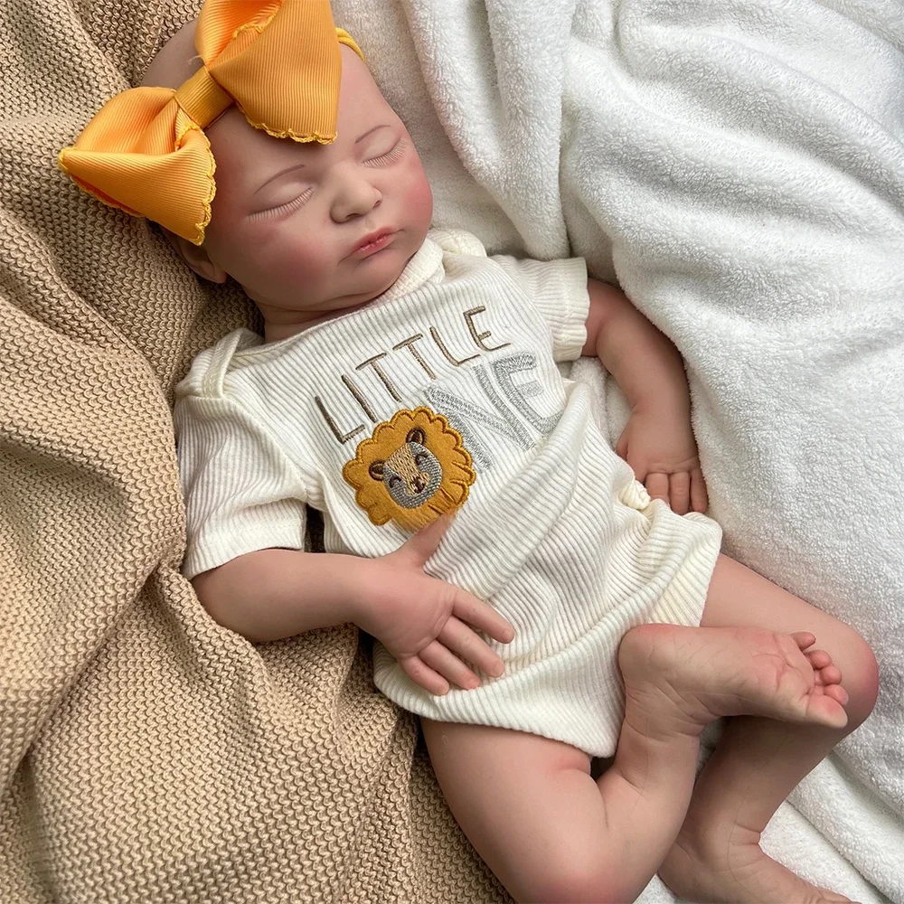Pasgeboren Siliconen Babypop Full Body Gewogen Handgeschilderde Reborn Pop Gesloten Ogen Levensechte Meisje Collectibles DIY Reborne Kunstenaar - afbeelding 2