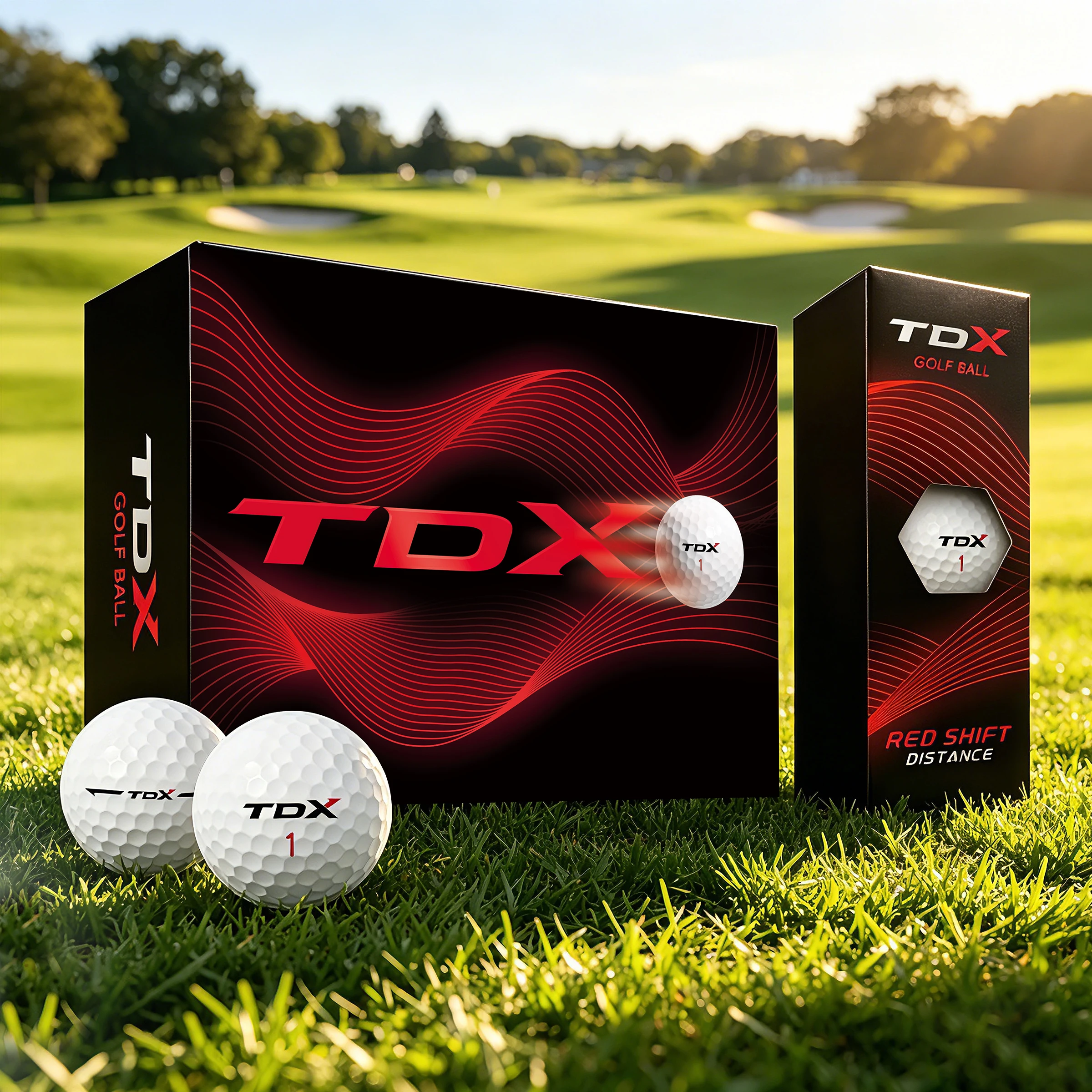 TDX Red Shift Distance Golf Balls: 12 Balls Per Box. Featuring a 3-Layer Construction and a Distance-Enhancing Design, the