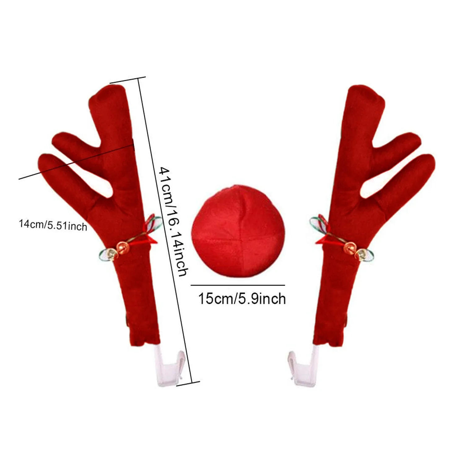 Car Reindeer Antler Kit Nose, Car Reindeer Antlers Christmas for Car Window Roof-Top & Front Grille, Auto Reindeer Antler and No