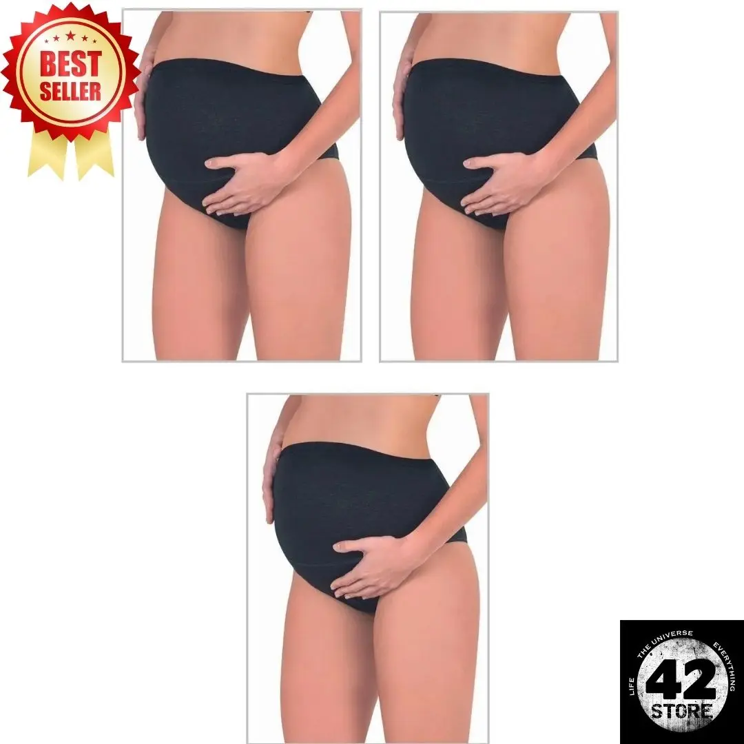 

Turkish Cotton 3 Pack Women's Black Cotton Lycra Single Jersey Pregnant Maternity High Waist Panties Set