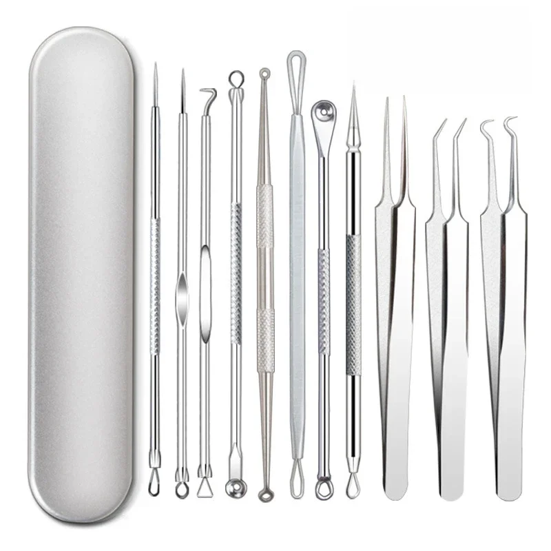 11Pcs/Set Needle Acne Blackhead Clip Remover Extraction Pore Black Head Cleaner Face Skin Care Cleansing Needle Tool Cell Clamp — zdjęcie 2