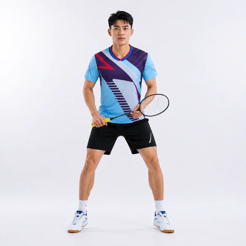 Men's Badminton T-Shirt with 3D Print Men's Summer Breathable Table Tennis Jersey Lightweight Quick Dry Athletic Sports Shirt