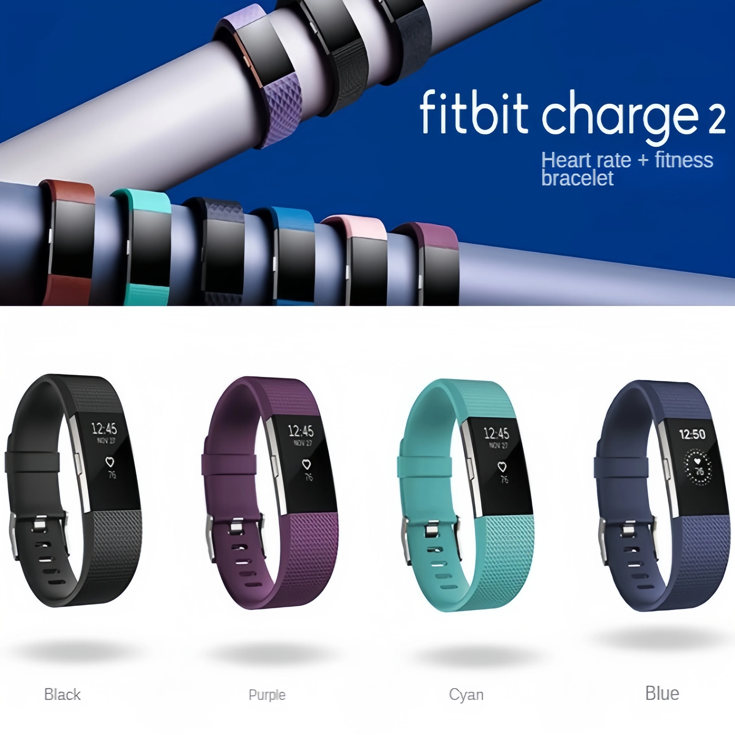 Fitbit Charge 2 Fitness Tracker Smart Wristband مراقب معدل ضربات القلب خطوات النوم تذكير المكالمات GPS ساعة رياضية لنظام iOS Android