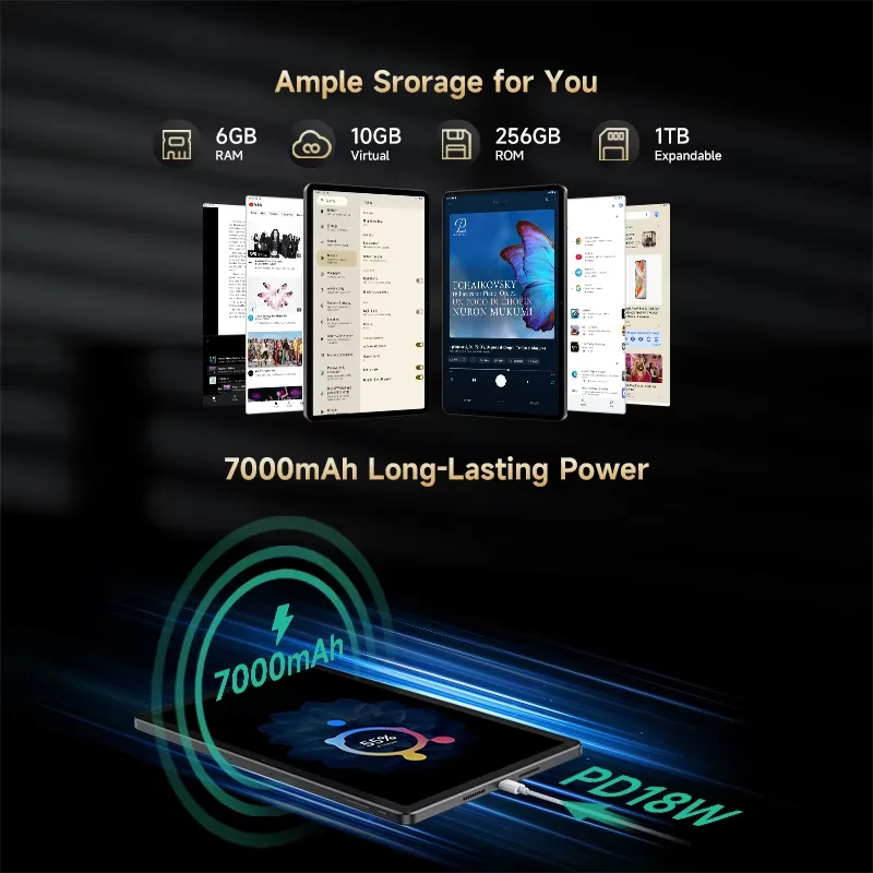 ALLDOCUBE iPlay 70 Pro Tablet da 10,95 pollici Display QHD 2,5K Helio G99 Octa-Core 256GB ROM Dual-SIM 4G LTE 7000mAh 18W Android 14 Pad