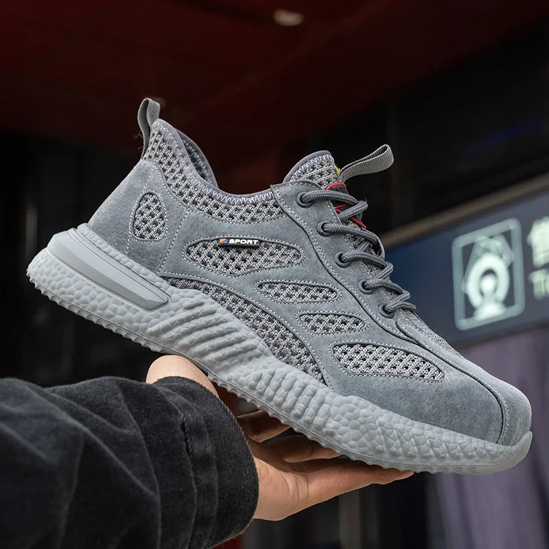Zomerwerkschoenen met bescherming Ademende lichtgewicht veiligheidsschoenen Stalen neus Werkende mannelijke constructiewerk Mesh sneakers - afbeelding 2