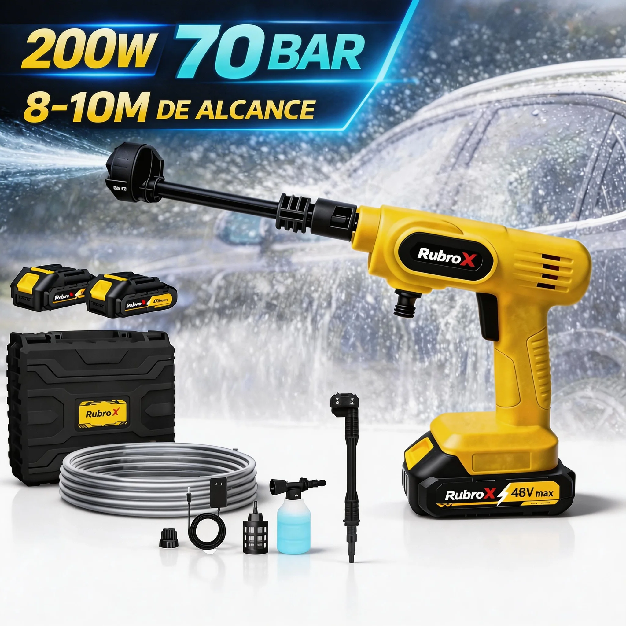 6-in-1-レッド圧力洗浄機ガン-x-70bar-200w-コードレス電動洗車機-ガーデンウォーター-48vfバッテリー対応