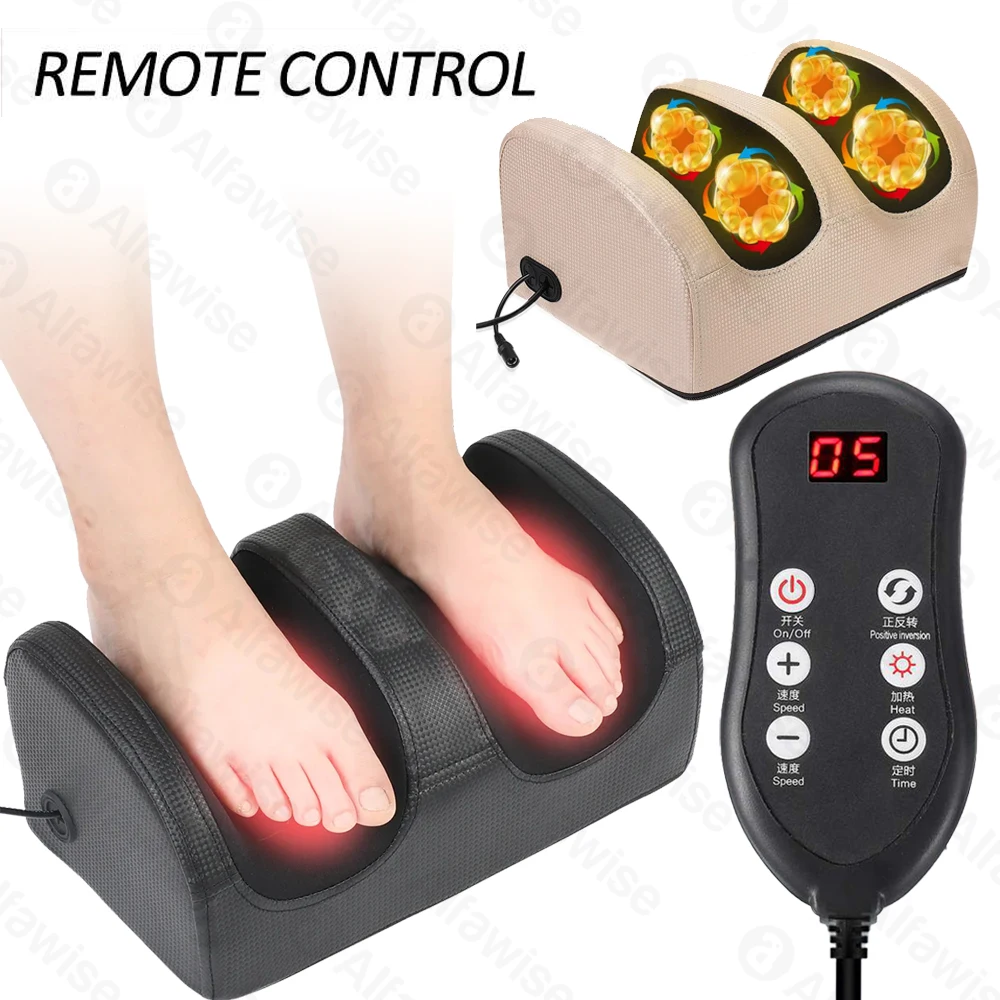 Electric Foot Massager Shiatsu Kneading Calf Muscles Deep Tissue Heated Roller Relaxation Relief Stress Daily Work (With Remote)