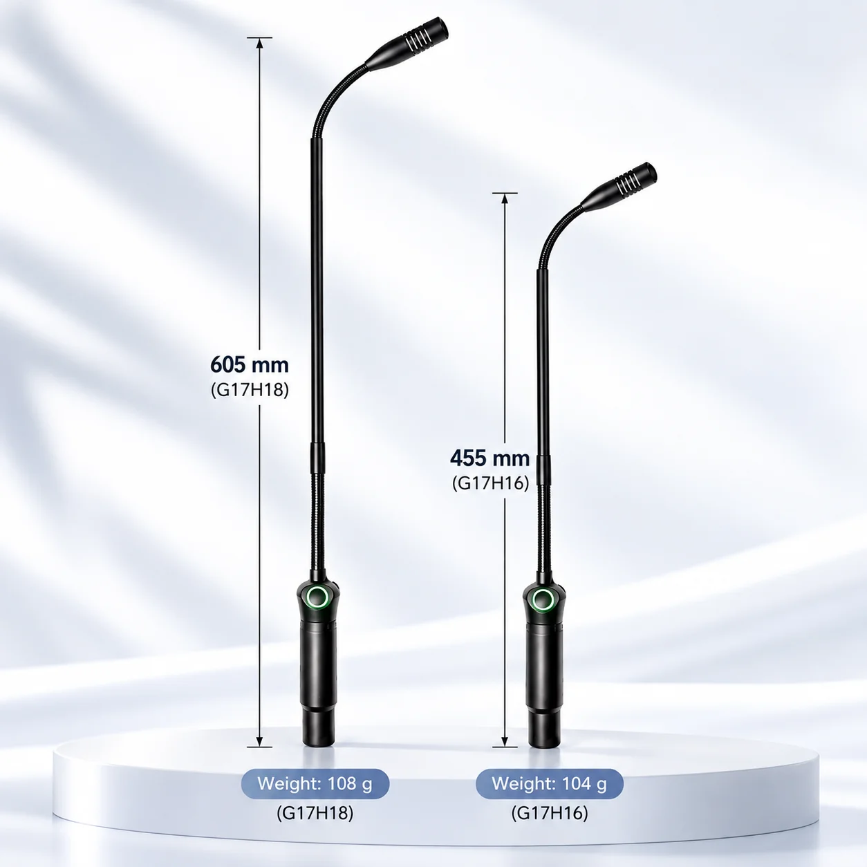 18/24 Inch Gooseneck Cardioid Condenser Mic with Inline Preamp Mute Switch XLR 48V Phantom Power for Conference Podium