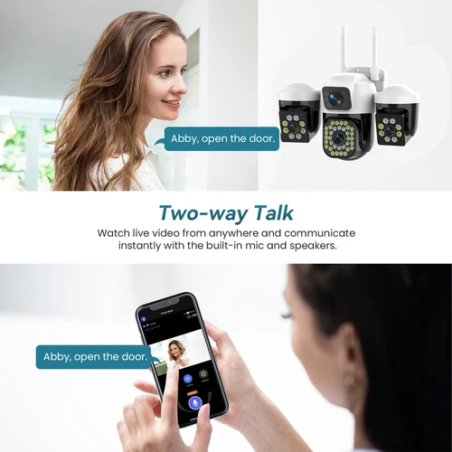 Imagen 2 del producto Cámara IP WIFI de tres pantallas para exteriores 8K 15MP cámara PTZ de tres lentes Ai detección humana IP66 impermeable Onvif cámara de seguridad CCTV Yoosee