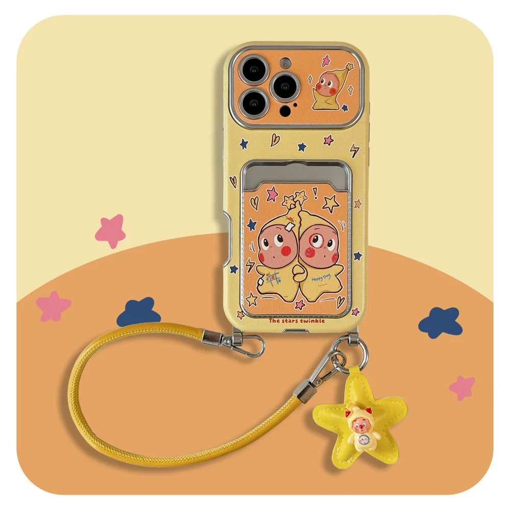 

Cute yellow star shaped fashionable phone case compatible with iPhone 17 Pro Max and 14/15/16 Pro Max protective cases with lany