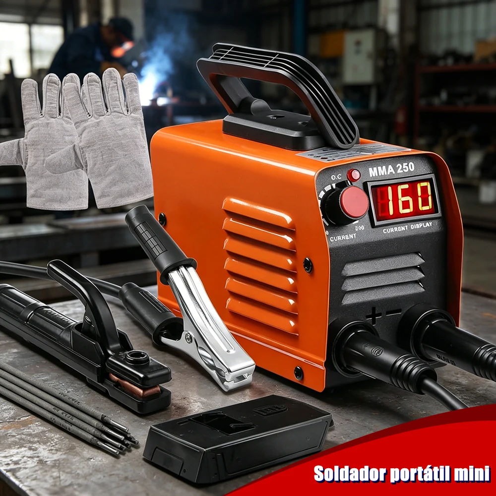 Soldador portátil mini, soldador de electrodo MMA250A 110V, soldador con inversor IGBT, arranque térmico, fuerza de arco para evitar la adhesión