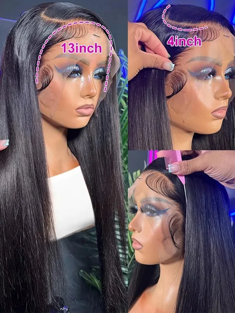 Straight 30 Inch 13x6 Hd Lace Front Human Hair Wigs 13x4 Transparent Lace Frontal Human Hair Preplucked Lace Wigs 200 Density