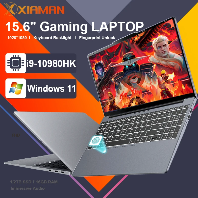 15.6“ Gaming Laptop Computer Wins 11 Intel Core I9 10980hk 16GB RAM 1TB 2TB