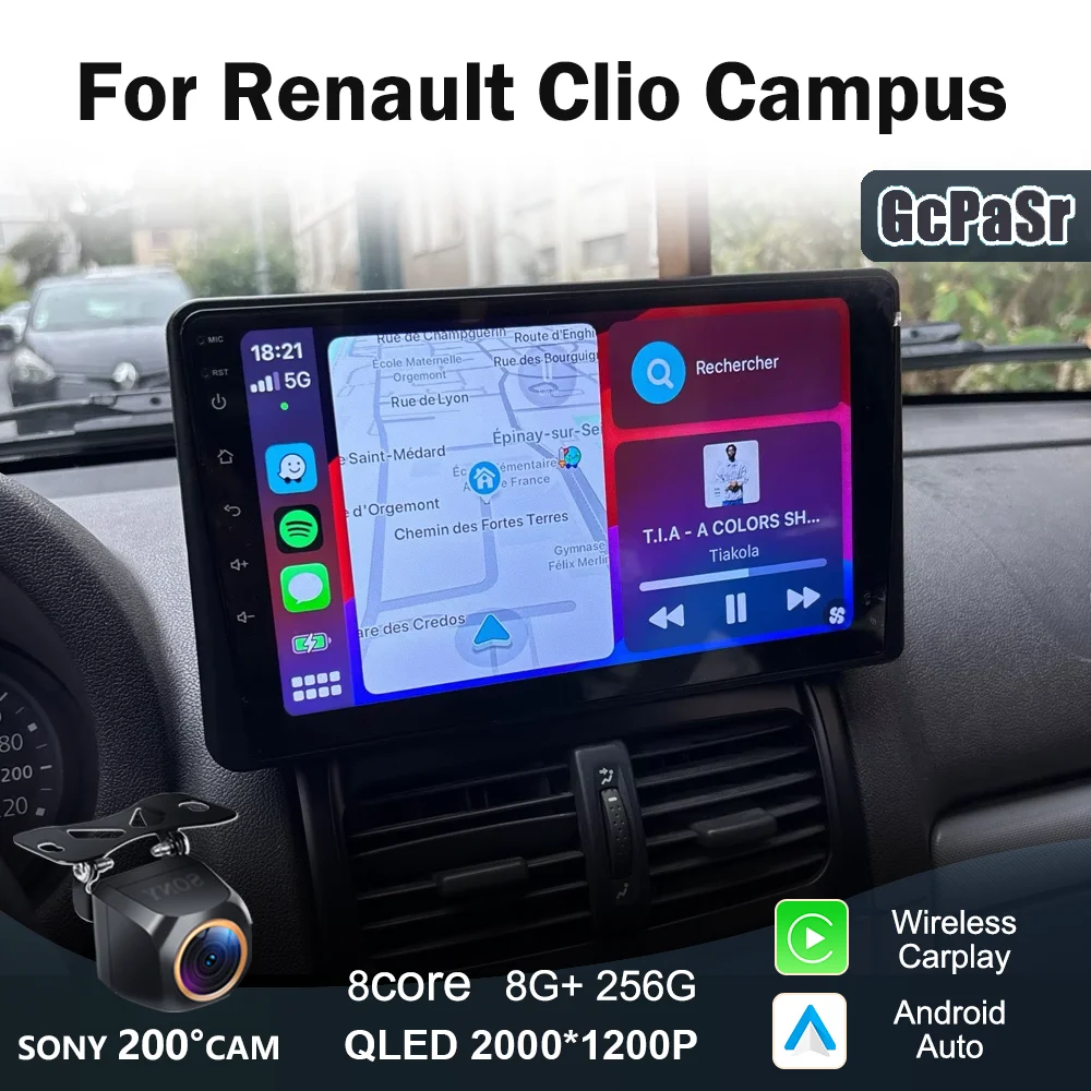 Car Android 13 For Renault Clio Campus Auto Stereo Video Radio Carplay Touch QLED Screen GPS Bluetooth No 2Din DVD WIFI DSP BT