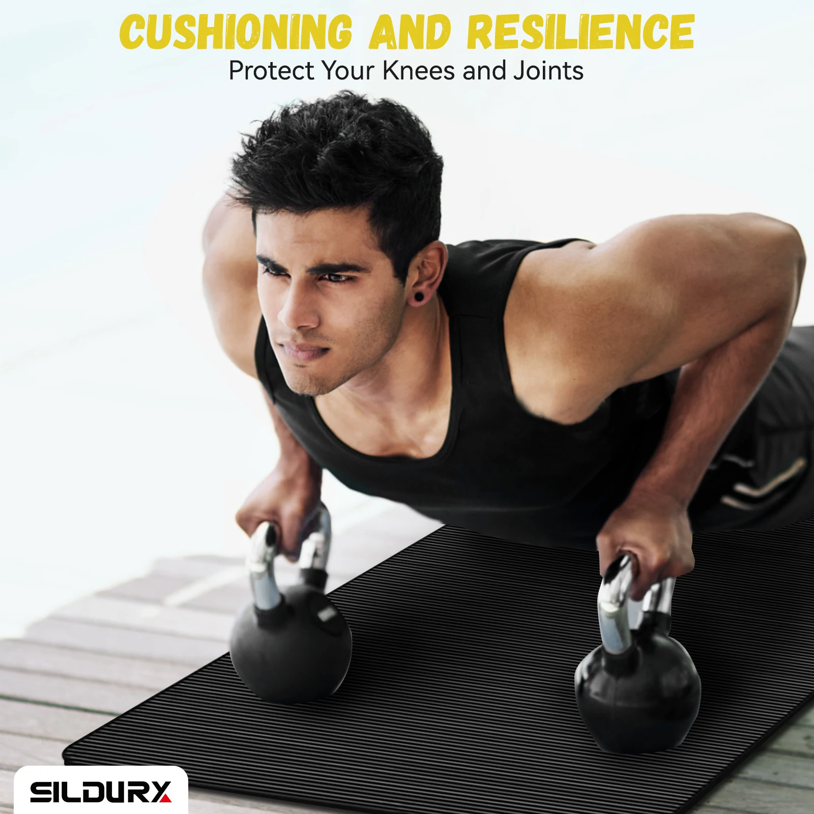 Allargare di 80 cm Tappetino yoga antiscivolo extra spesso - Per pilates, fitness e allenamenti a casa Supporto ad alta densità con cinghia per il trasporto