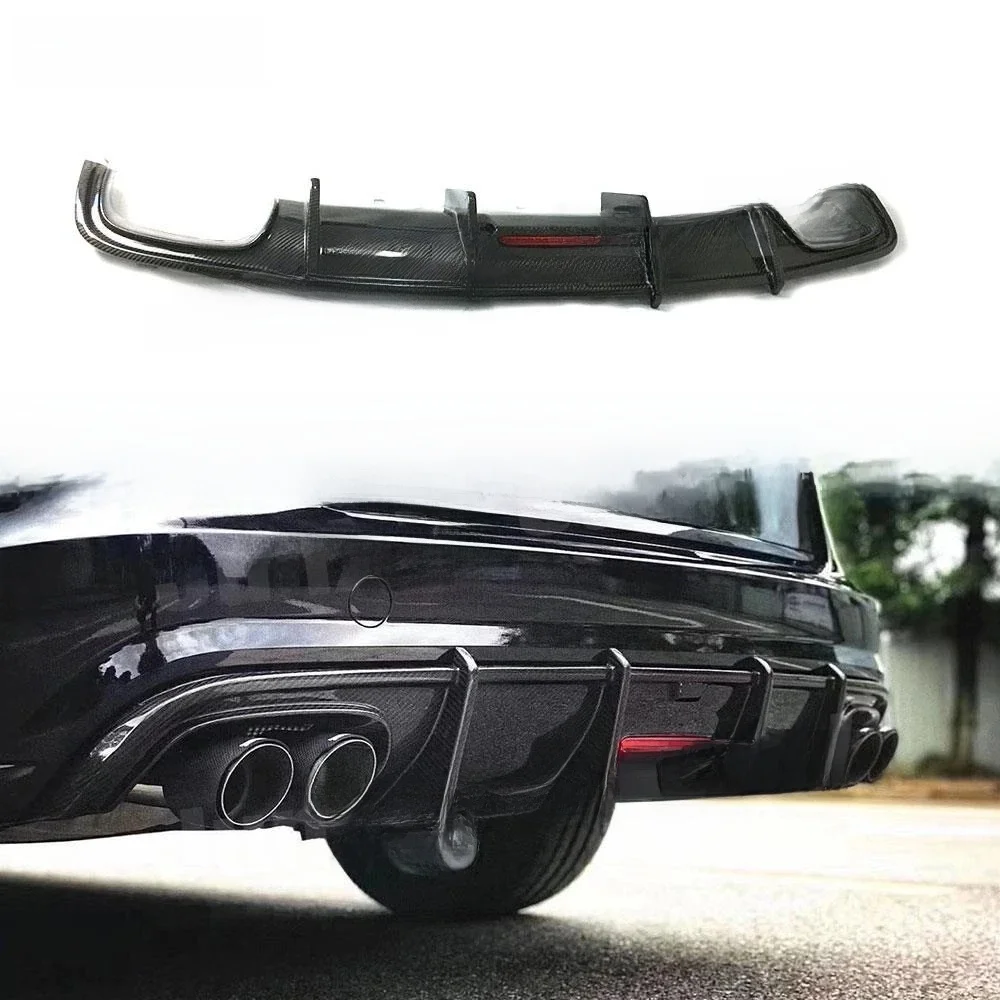 Carbon Fiber Diffuser Lip Spoiler Voor Audi A6 Sline S6 C7 C7.5 2013-2020 Niet Voor A6 base Auto Achterbumper Lip Guard - afbeelding 2