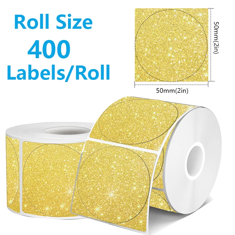 VOOR Phomemo 241BT 246S D520 50mm-150mm LABEL Holografisch Zilver Laser Goud Gradiënt Bedankt Kaart sticker voor LOGO Barcode Birthda