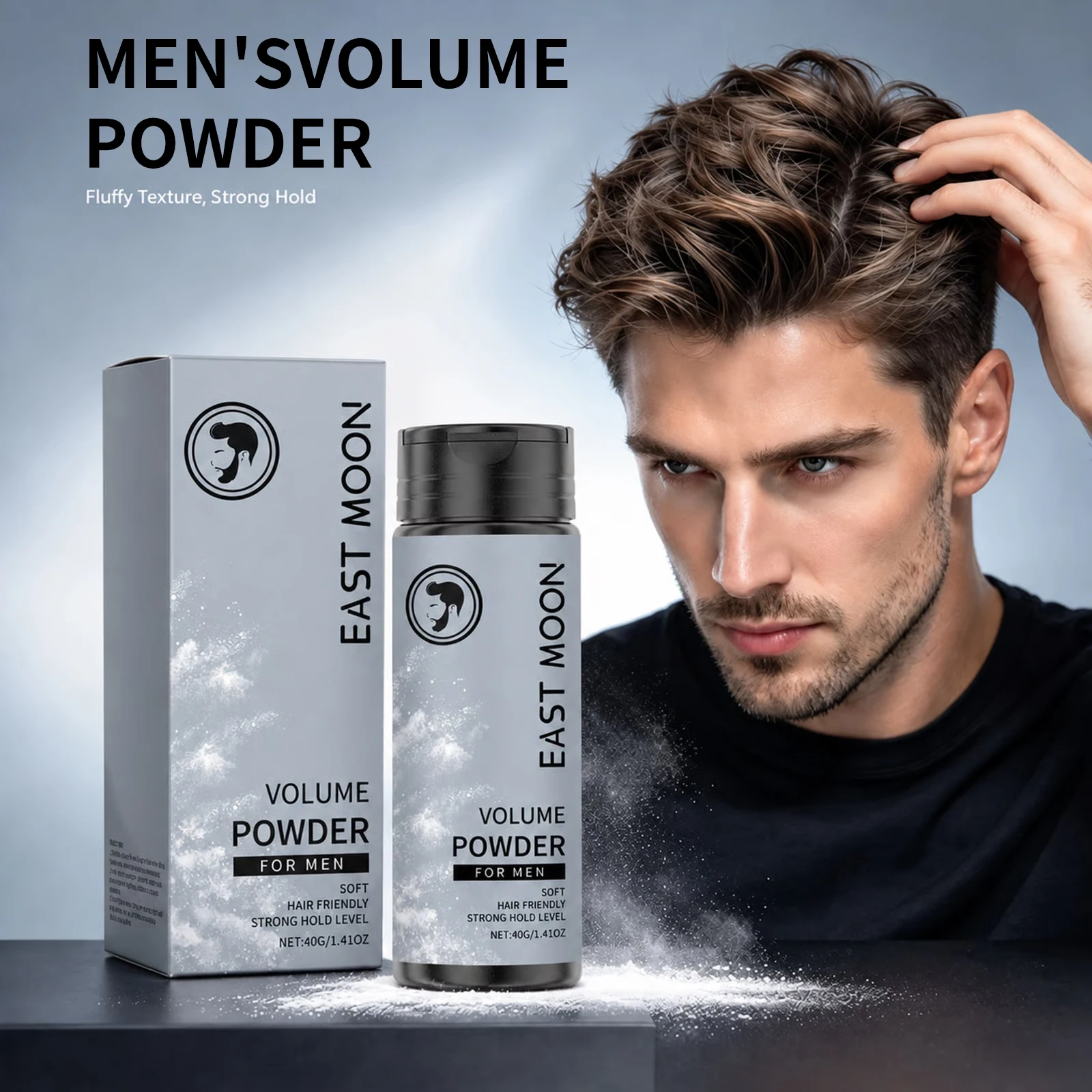 Man Hair Volume Powder Fluffy Texture Root Lift Oil Control Lightweight Styling Instant Effect Refreshing Matte Finish Improve Hairline Hair Styling Powder