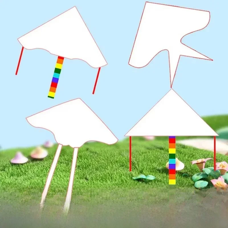 Ensemble de cerfs-volants DIY 3 pièces, cerfs-volants blancs faciles à voler avec ligne pivotante, parfait pour les activités de plein air des enfants dans les parcs, les prairies, les prairies