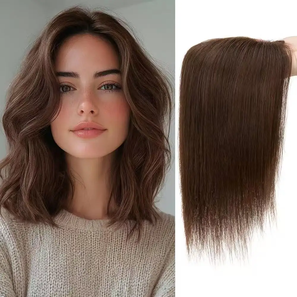 

legant 10 Inch Human Hair Topper for Women Natural Hairpiece Wig with Large Coverage Lightweight Seamless Handmade Quality Hair