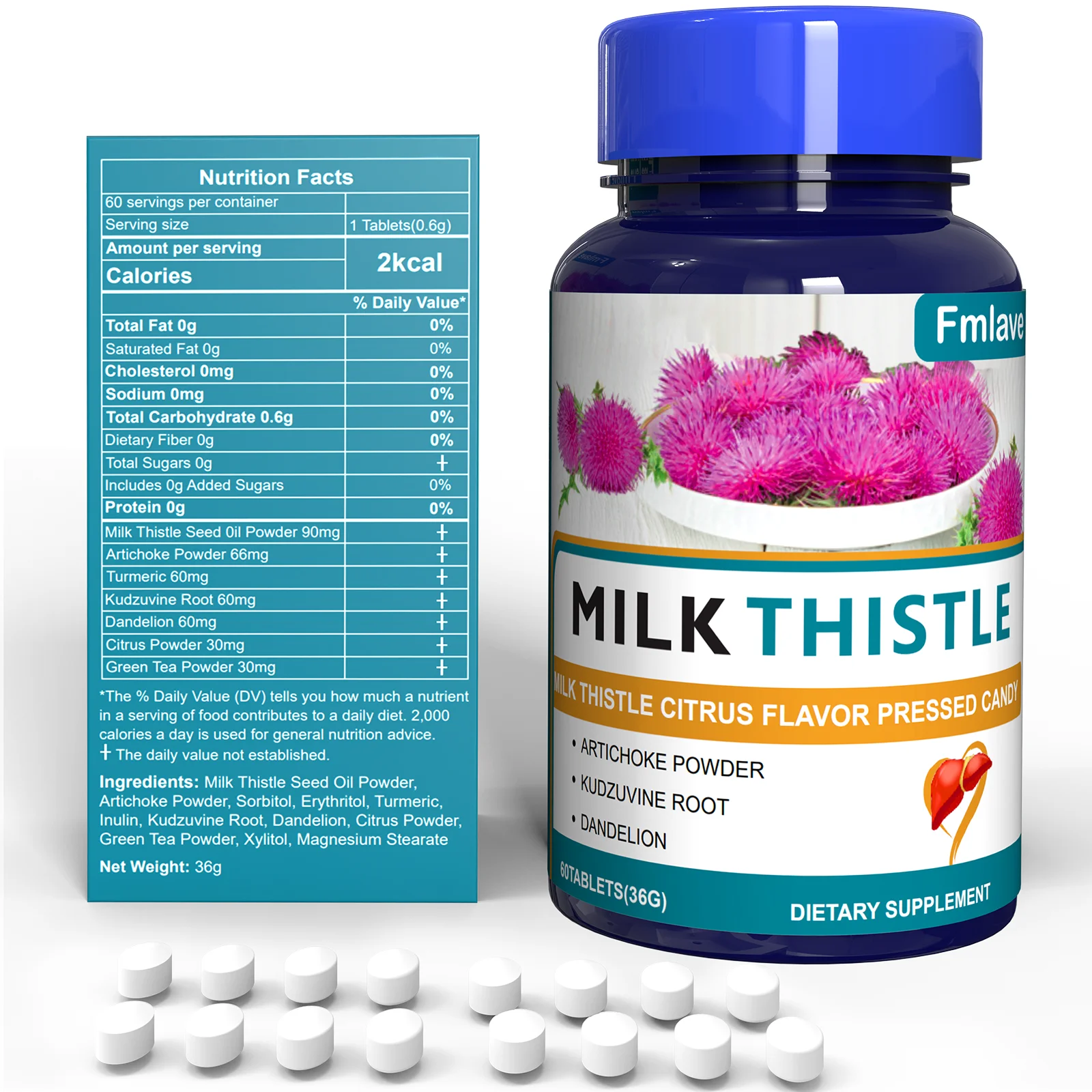 Milk Thistle Liver Cleanse, 60 Tablets – Supports Liver Health, Antioxidant, with Artichoke, Kudzuvine Root, Dandelion