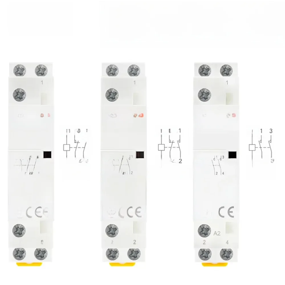 Stycznik modułowy do montażu na szynę DIN, DC 12V/24V AC 110V/220V 50/60Hz 2P 16A 20A 25A 2NO 2NC 1NO1NC, do inteligentnego domu. — zdjęcie 2
