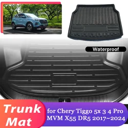 Car Trunk Mat for Chery Tiggo 5x 3 4 Pro MVM X55 DR5 2017~2024 Luggage Waterproof Cargo Boot Pad Liner Carpet Cover Accessories
