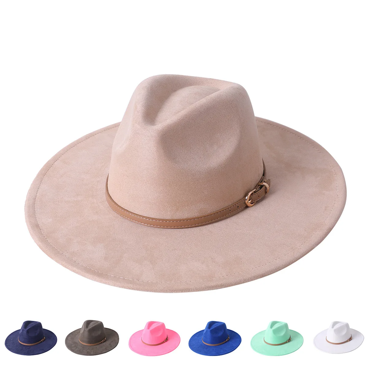 Vegan Suede Fedora Rancher Hats Blank Hats for Burning Multicolor teardrop shaped Top 9.5cm Brim Unisex Jazz Hat Church Hat